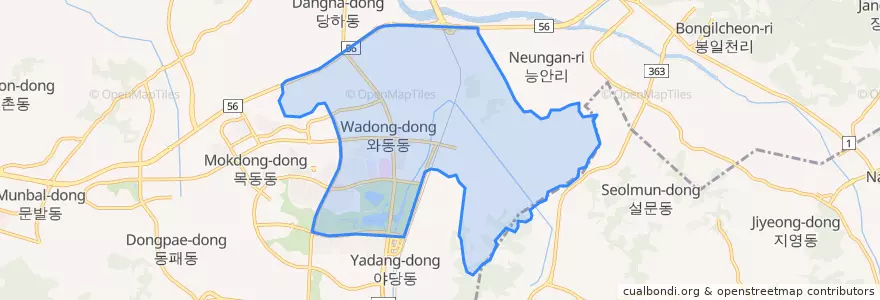 Mapa de ubicacion de 운정1동.