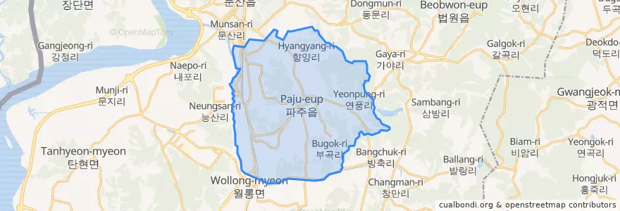 Mapa de ubicacion de Paju-eup.