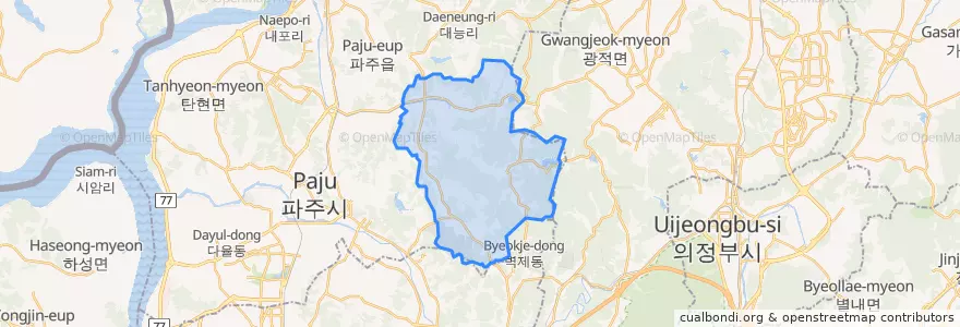Mapa de ubicacion de 광탄면.