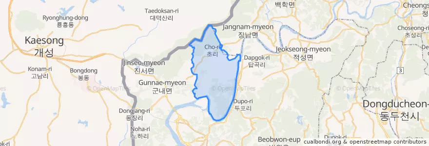 Mapa de ubicacion de 진동면.