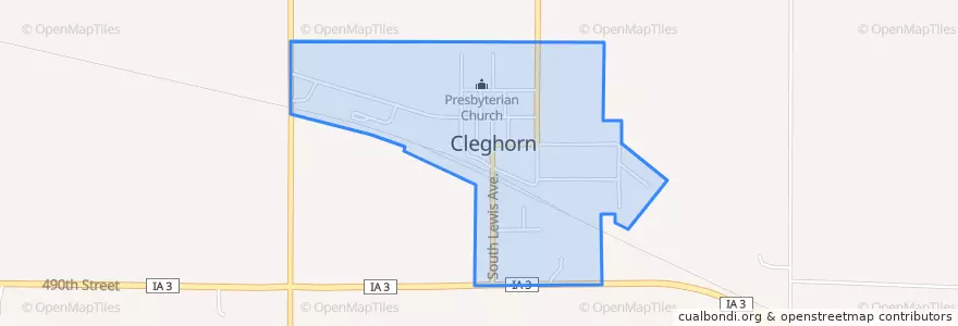 Mapa de ubicacion de Cleghorn.