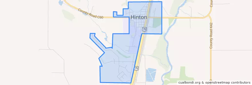 Mapa de ubicacion de Hinton.