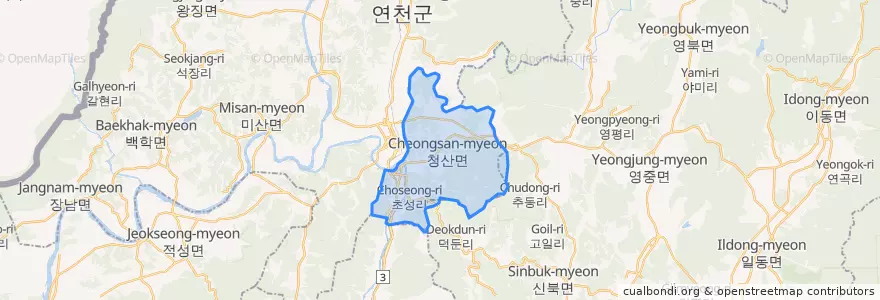 Mapa de ubicacion de 청산면.