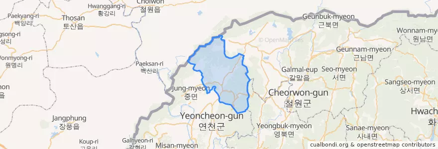 Mapa de ubicacion de 신서면.