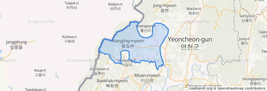 Mapa de ubicacion de 왕징면.