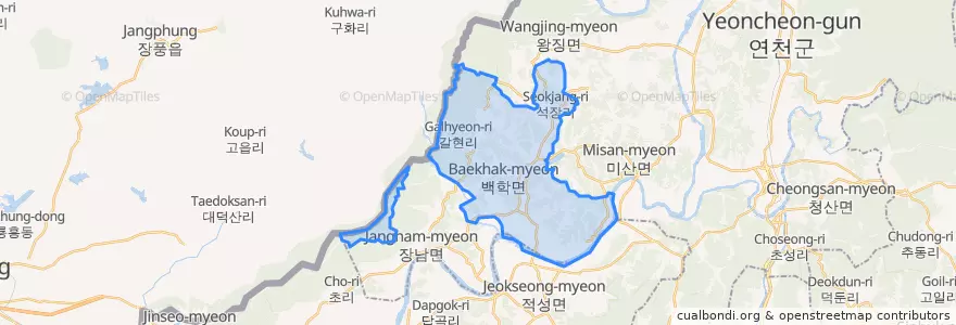 Mapa de ubicacion de 백학면.
