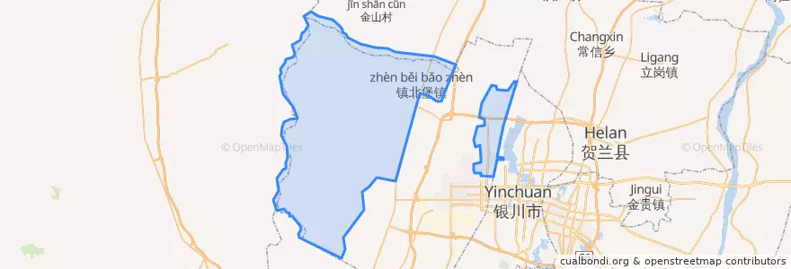 Mapa de ubicacion de 镇北堡镇.