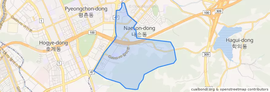 Mapa de ubicacion de 내손1동.