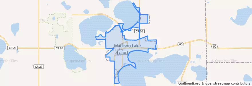 Mapa de ubicacion de Madison Lake.