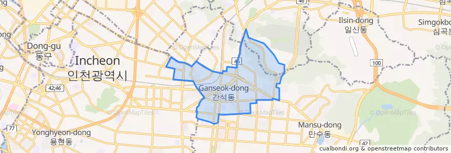 Mapa de ubicacion de 간석동.