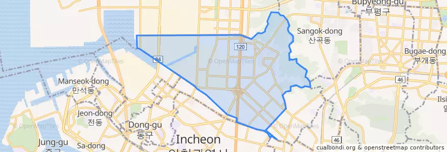Mapa de ubicacion de 가좌동.