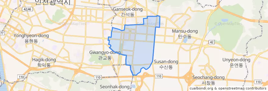 Mapa de ubicacion de 구월동.