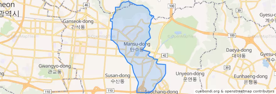 Mapa de ubicacion de 만수동.