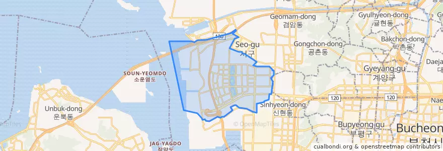 Mapa de ubicacion de 청라동.