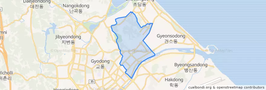 Mapa de ubicacion de 포남동.