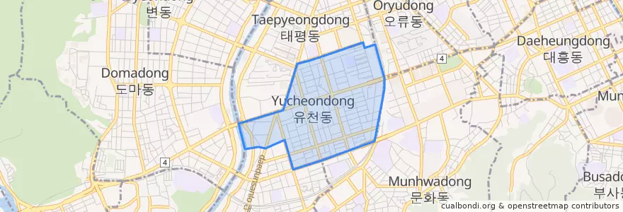 Mapa de ubicacion de 유천동.