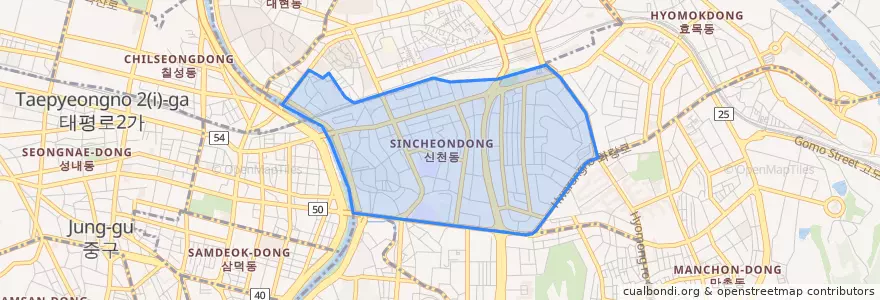 Mapa de ubicacion de 신천동.