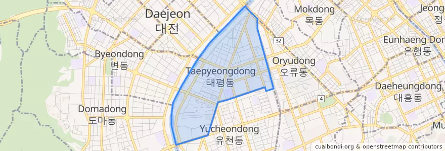 Mapa de ubicacion de 태평동.