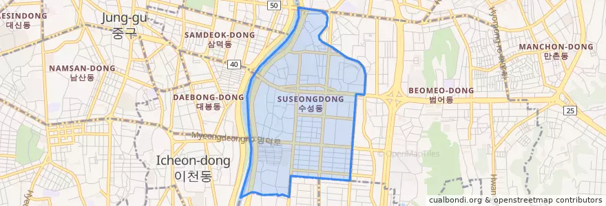 Mapa de ubicacion de Suseong-dong.