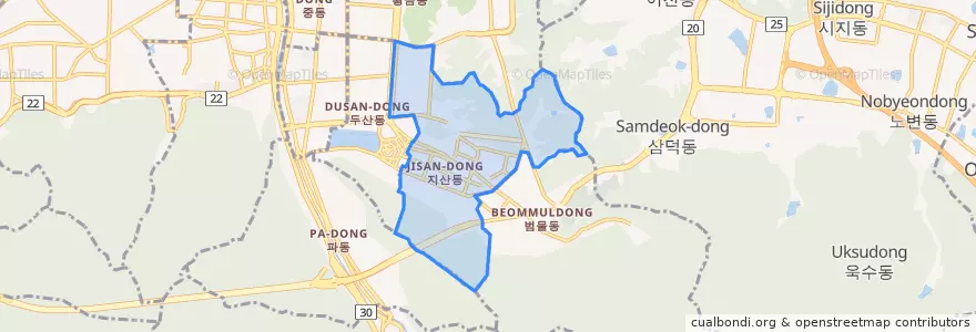 Mapa de ubicacion de Jisan-dong.