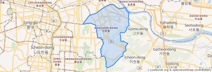 Mapa de ubicacion de 만촌동.