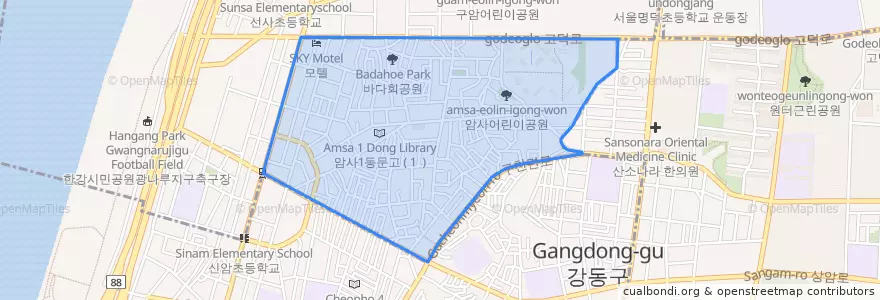 Mapa de ubicacion de 암사1동.
