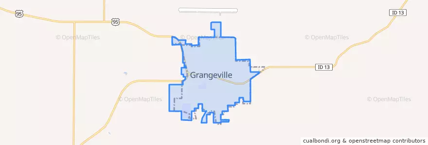 Mapa de ubicacion de Grangeville.