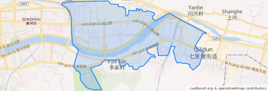 Mapa de ubicacion de Qilidun Subdistrict.