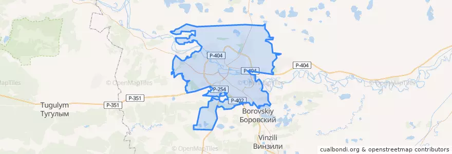 Mapa de ubicacion de городской округ Тюмень.