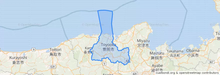 Mapa de ubicacion de 豊岡市.