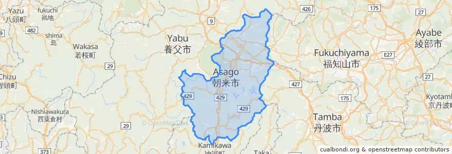 Mapa de ubicacion de Asago.
