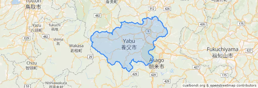Mapa de ubicacion de Yabu.