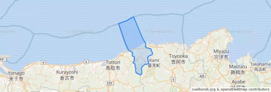 Mapa de ubicacion de 新温泉町.