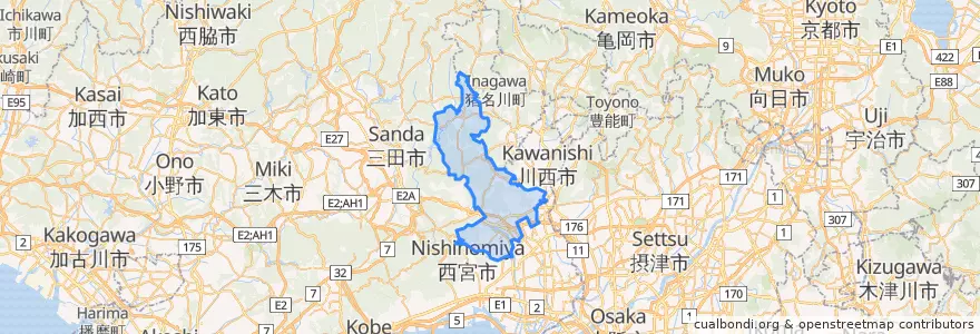 Mapa de ubicacion de Takarazuka.