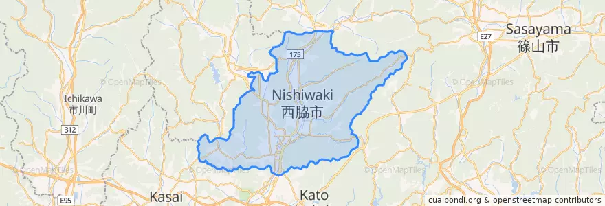 Mapa de ubicacion de 西脇市.