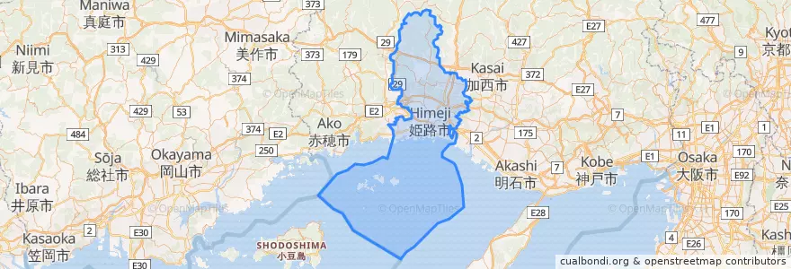 Mapa de ubicacion de 姫路市.