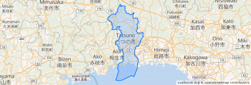 Mapa de ubicacion de 龍野市.