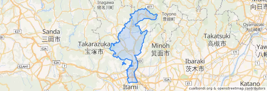 Mapa de ubicacion de 川西市.