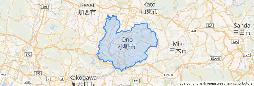 Mapa de ubicacion de 小野市.