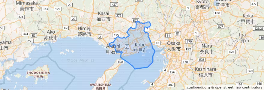 Mapa de ubicacion de Kobe.