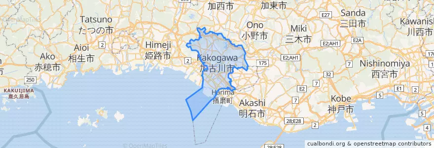 Mapa de ubicacion de Kakogawa.