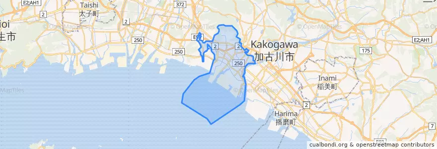 Mapa de ubicacion de 高砂市.
