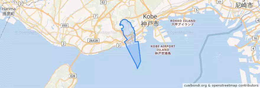 Mapa de ubicacion de 長田区.