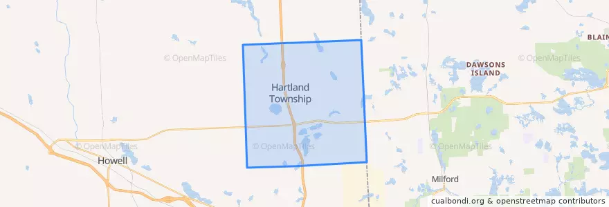 Mapa de ubicacion de Hartland Township.