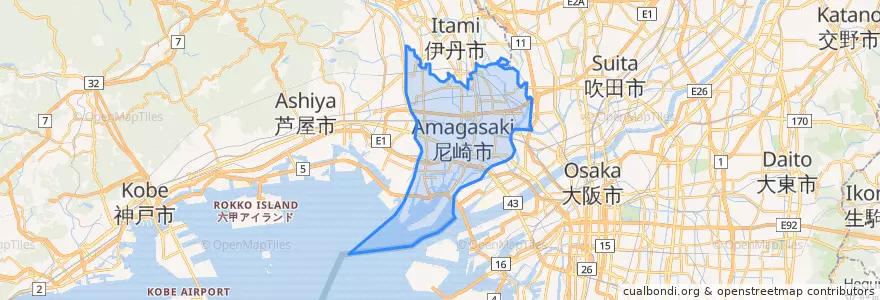 Mapa de ubicacion de 尼崎市.