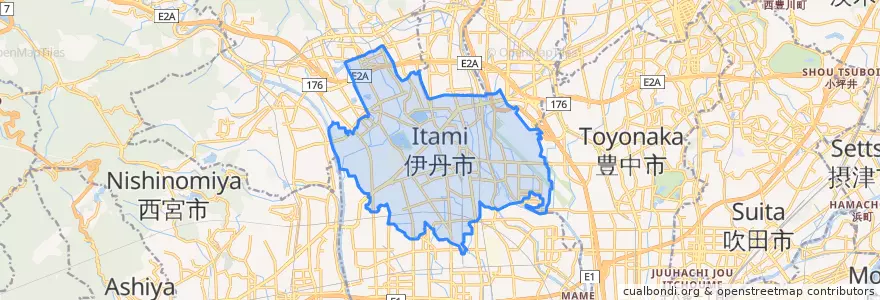 Mapa de ubicacion de 伊丹市.