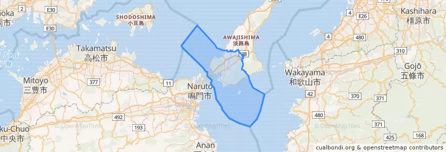 Mapa de ubicacion de 南あわじ市.