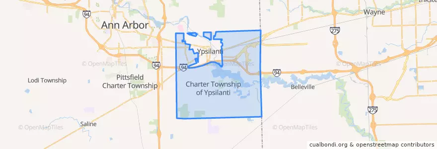 Mapa de ubicacion de Charter Township of Ypsilanti.