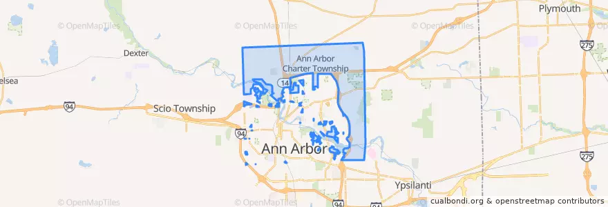 Mapa de ubicacion de Ann Arbor Charter Township.