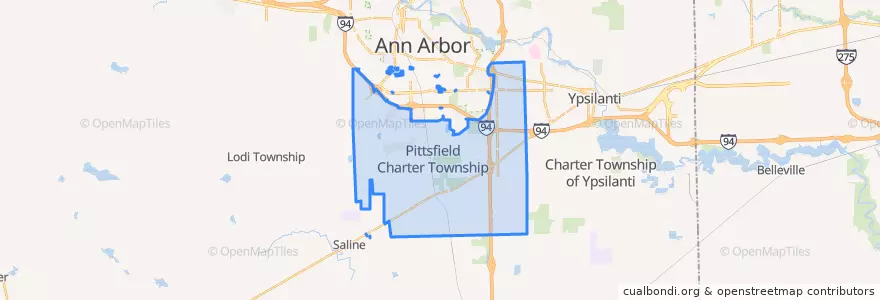 Mapa de ubicacion de Pittsfield Charter Township.